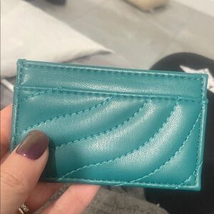 EFFY Luxury Quilted Slim Card Case – Teal / Peacock Blue – Brand New